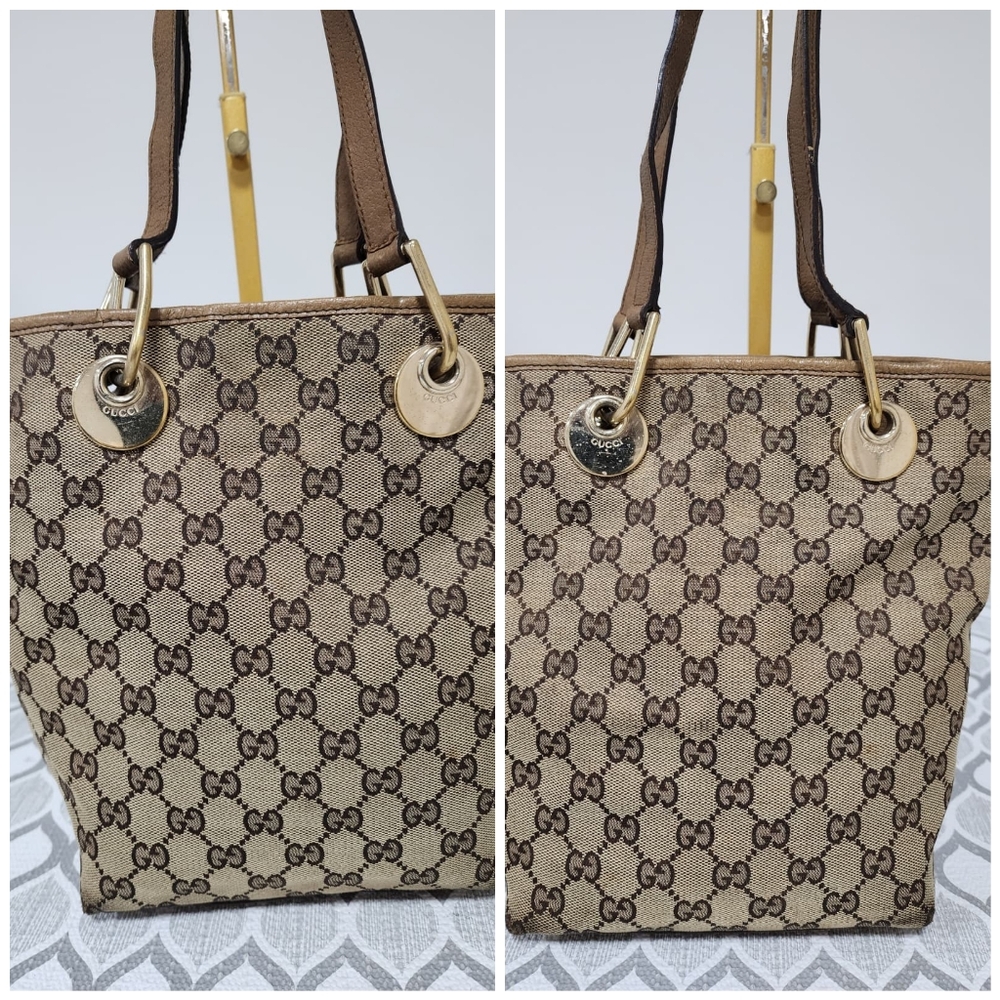 Gucci Vintage GG Canvas Eclipse Shoulder Bag Beige/Brown - Picture 8 of 12